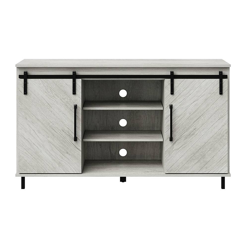 Angle View: Twin Star Home - TV Stand for TVs up to 60" with Diagonally Planked Sliding Barn Doors - Sargent Oak