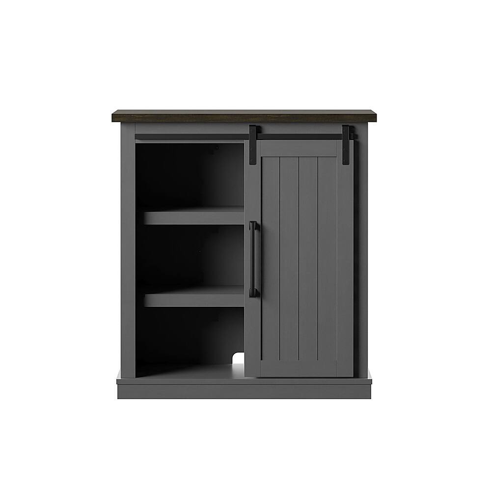 Angle View: Twin Star Home - Accent Cabinet with Sliding Barn Door - Antique Gray