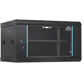 VEVOR - 6U Wall Mount Network Server Cabinet, 15.5'' Deep, Server Rack Cabinet Enclosure, 200 lbs Max. Ground-mounted Load - Black