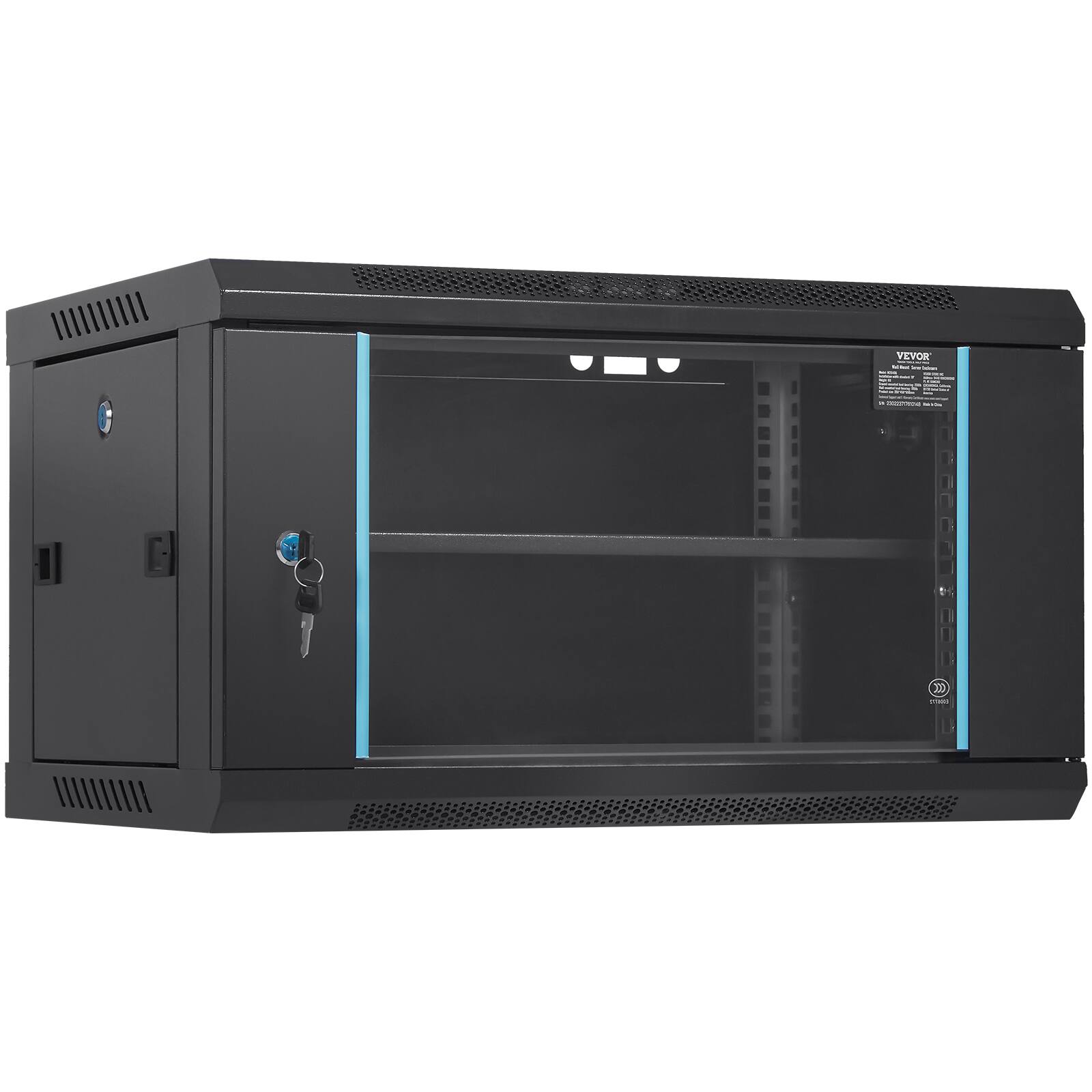VEVOR - 6U Wall Mount Network Server Cabinet, 15.5'' Deep, Server Rack Cabinet Enclosure, 200 lbs Max. Ground-mounted Load - Black