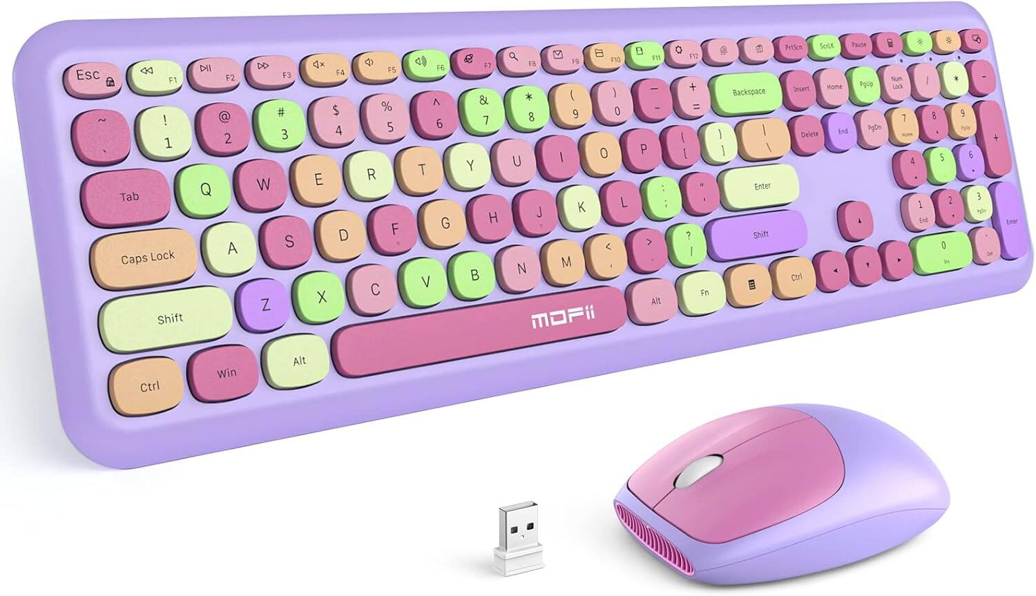 SaharaCase - Wireless Keyboard and Mouse Combo with Flush Keys - Purple Orchid