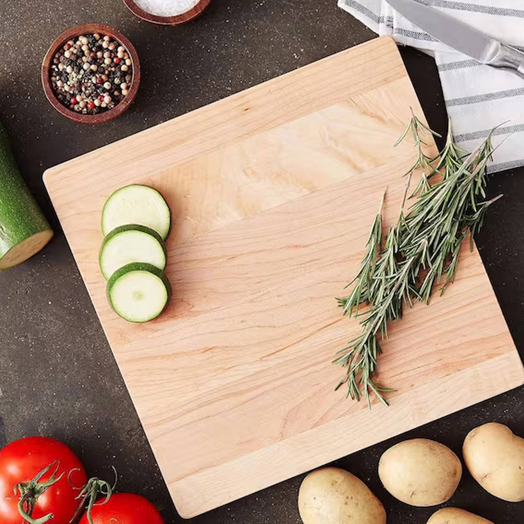 Alt View 7. John Boos - John Boos Chop N Slice Small Maple Wood Edge Grain Cutting Board, 10" x 10" x 1" - Maple.