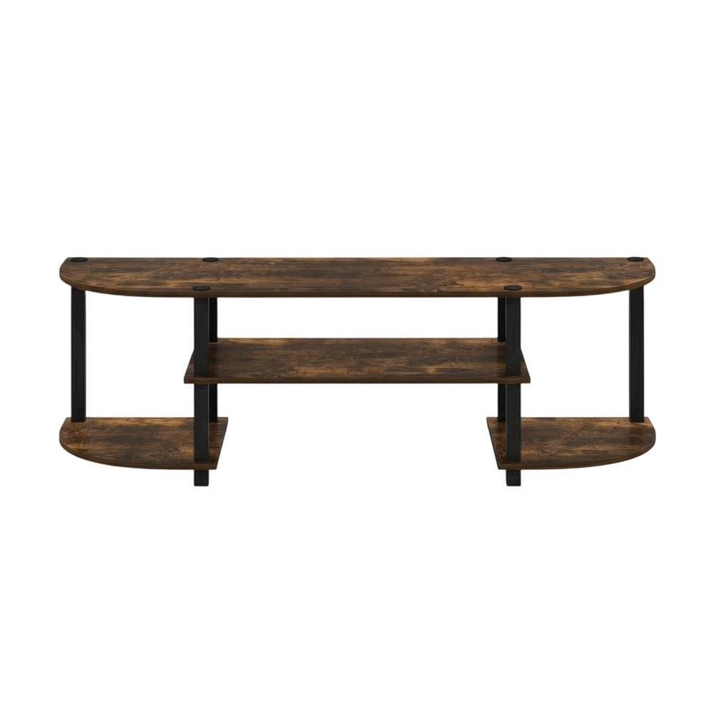 Alt View 3. FurniFact - Wood TV Stand with Amber Pine and Black Finish for Living Room Storage - Brown Black.