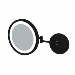 Aptations - 9.63" LED Round Wall Mirror - 5X Magnification - Matte Black