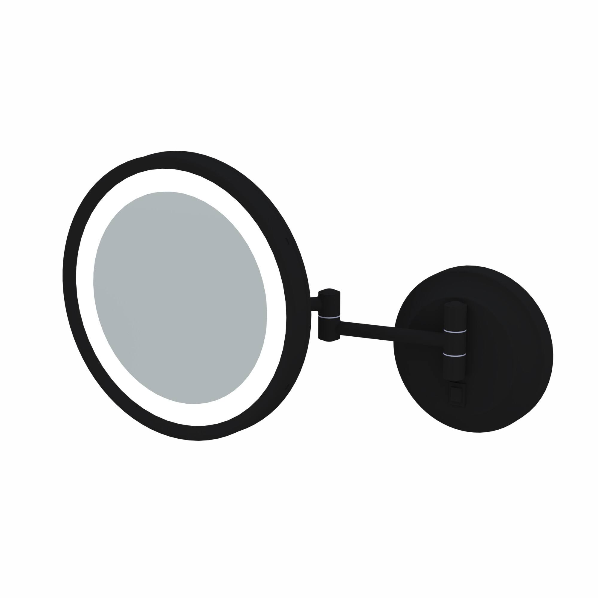 Front. Aptations - Aptations 9.63" LED Round Wall Mirror - 5X Magnification - Matte Black.