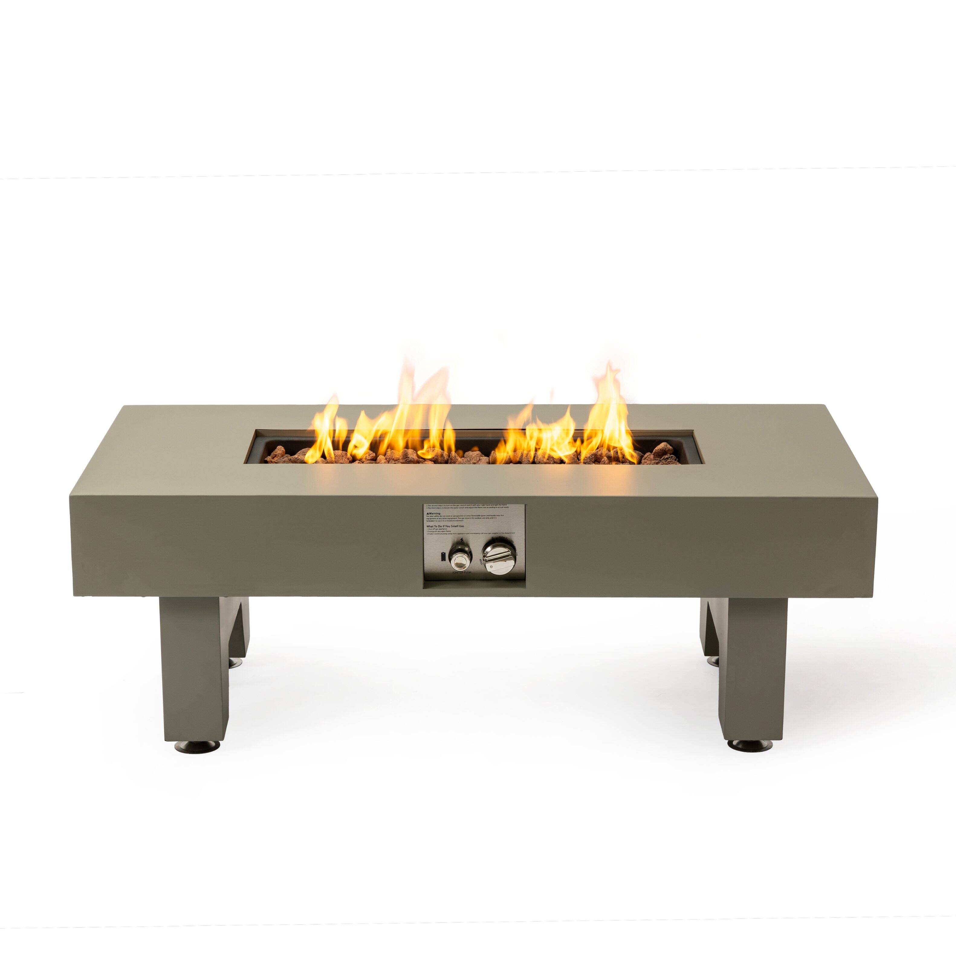 Front. PexFix - 42" Rectangular Propane Fire Pit Table, 50,000 BTU Outdoor Heater for Patio Gatherings - Grey.