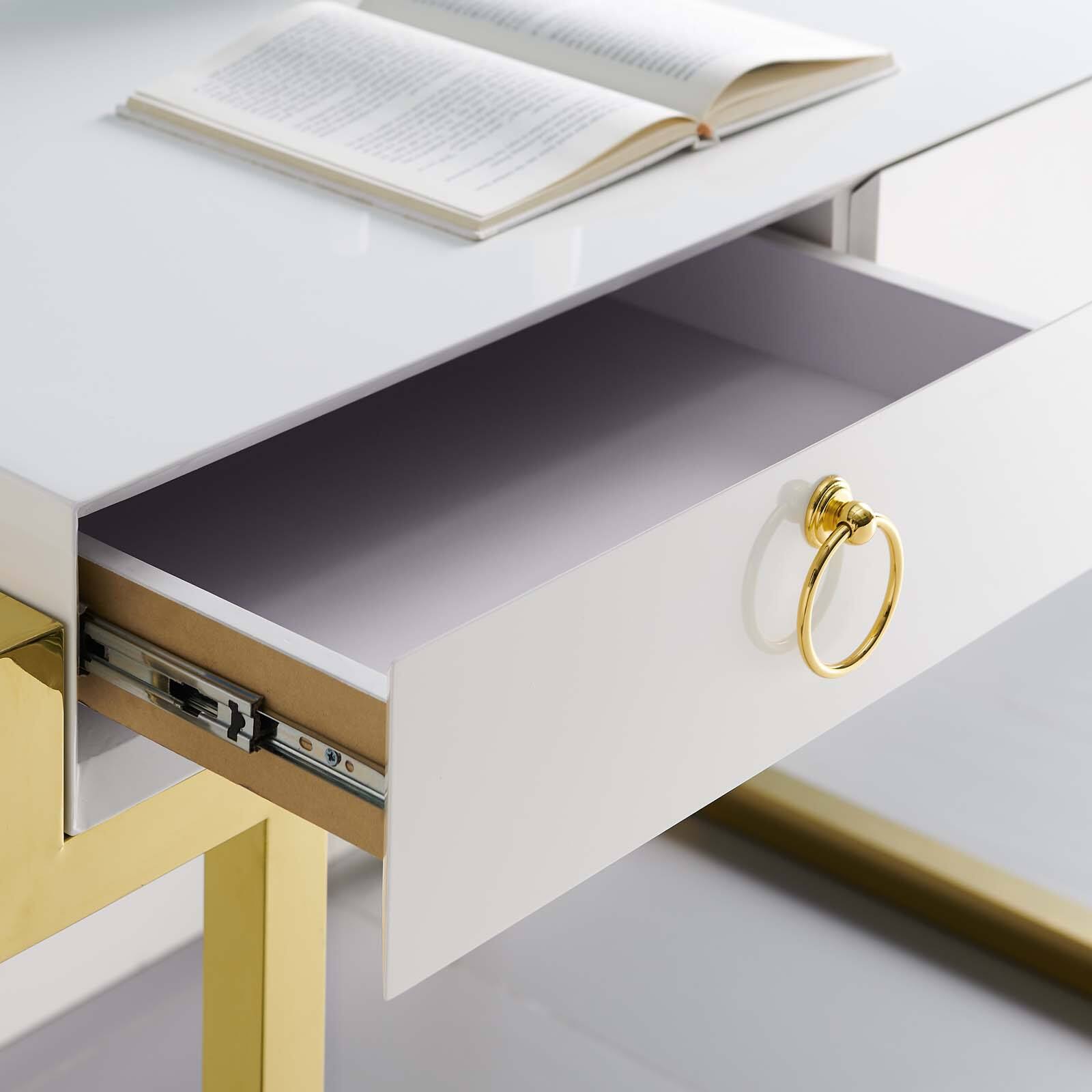 Left. Modway - Ring Office Desk by Modway - Gold White.