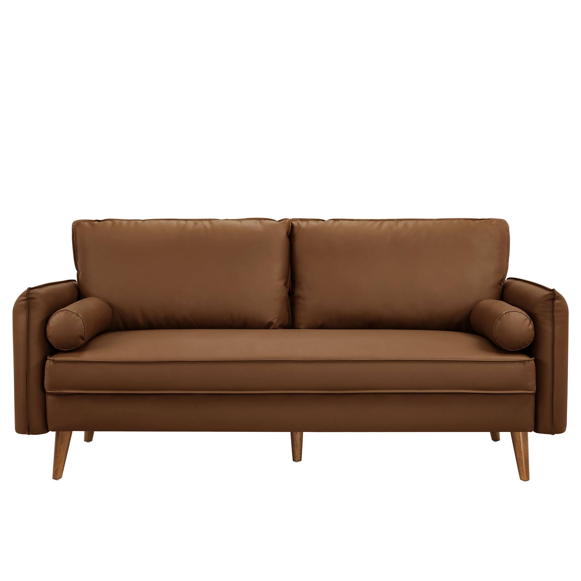 Alt View 2. Modway - Revive Upholstered Vegan Leather Sofa by Modway - Brown.