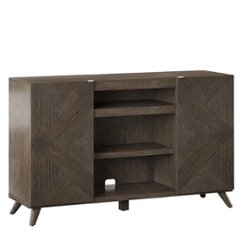 Twin Star Home - TV Stand for TVs up to 60” with Geometric Doors - Waxy Weathered Pine - Front_Zoom