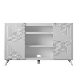 Twin Star Home - TV Stand for TVs up to 60” with Geometric Doors - Bright White - Front_Zoom