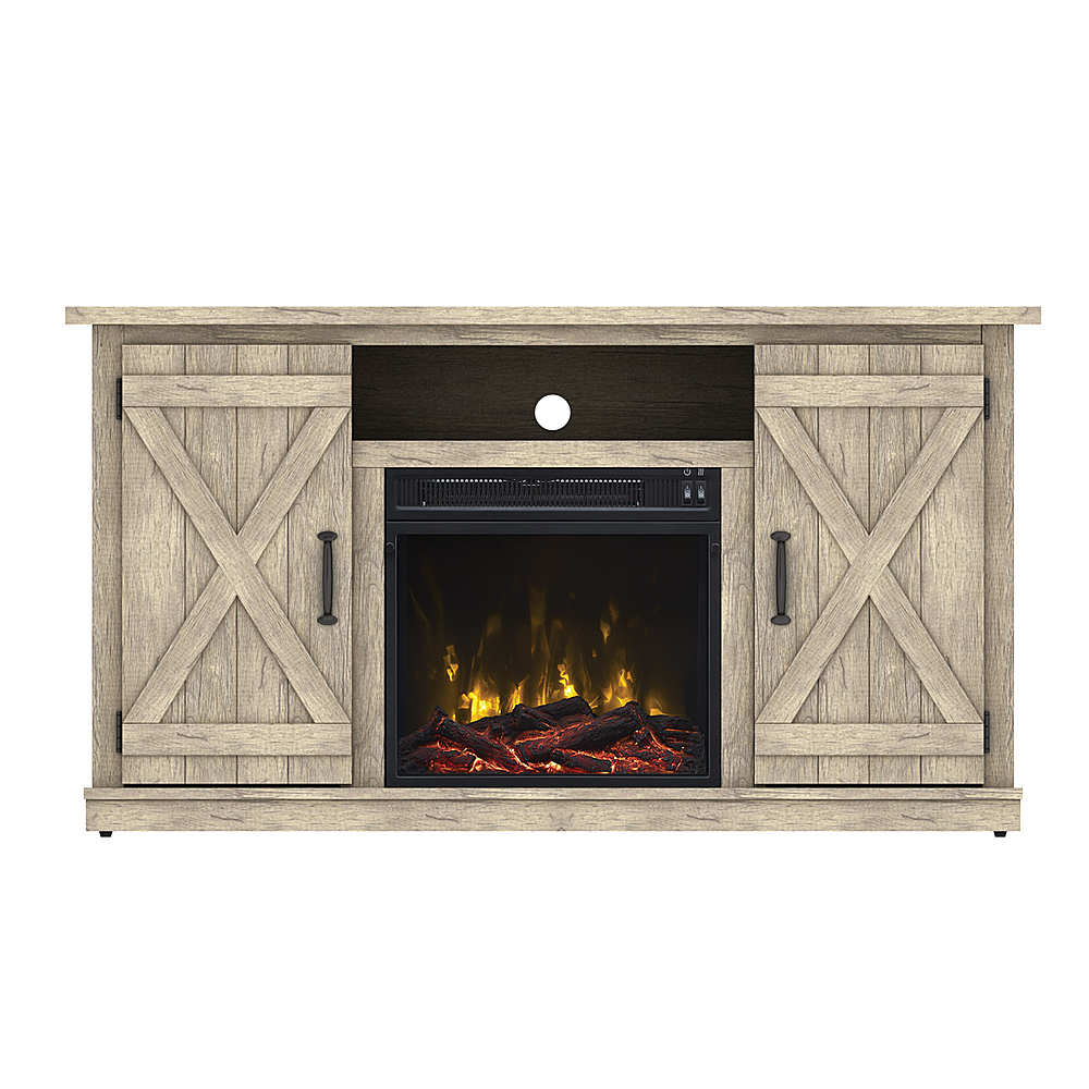 Angle View: Twin Star Home - Cottonwood TV Stand for TVs up to 55" with Electric Fireplace - Ashland Pine