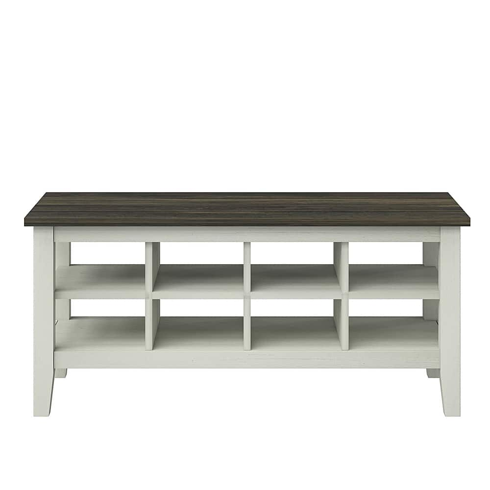 Angle View: Twin Star Home - Storage Bench with Removable Dividers - Old Wood White