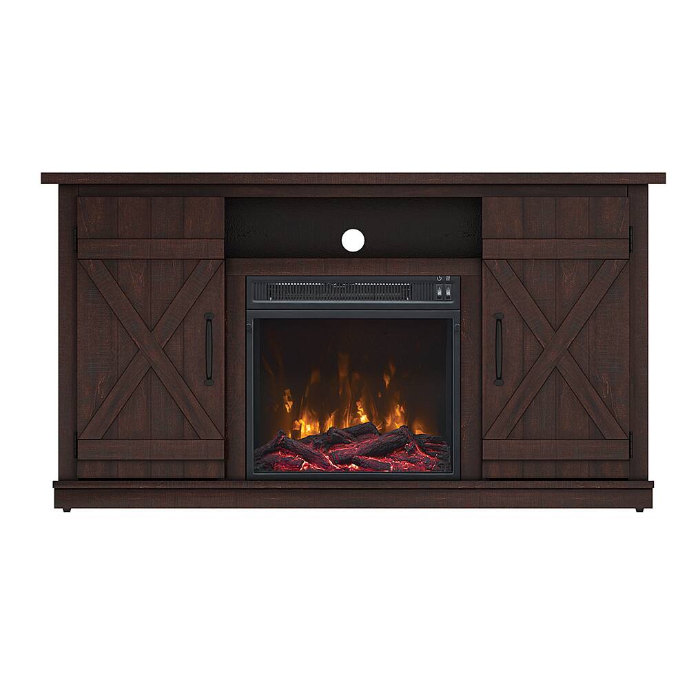 Angle View: Twin Star Home - Cottonwood TV Stand for TVs up to 55" with Electric Fireplace - Saw Cut Espresso