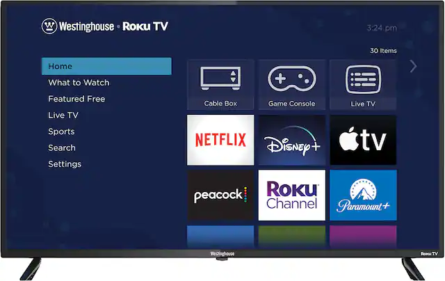 Front. Westinghouse - 43" 4K UHD Smart Roku TV with HDR - Black.