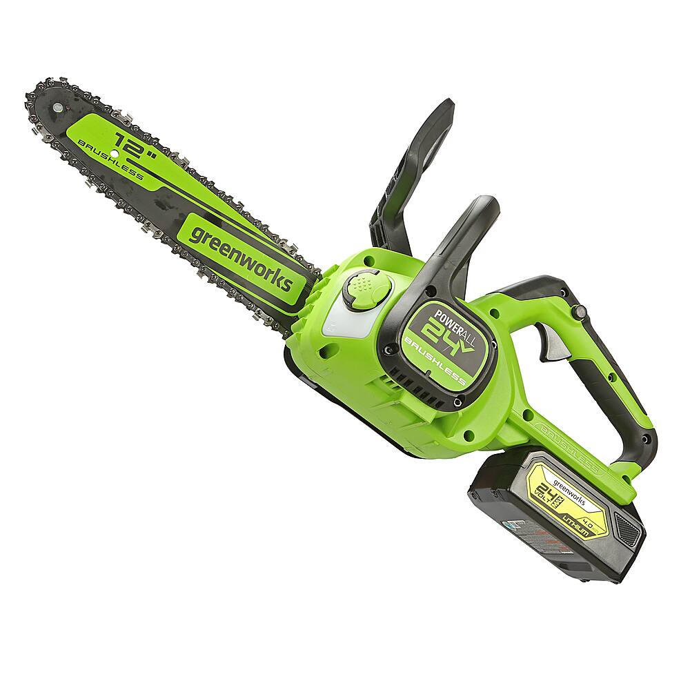 Alt View 13. Greenworks - 12 in. 24-Volt Cordless Brushless Chainsaw (4Ah USB Battery and Charger Included) - Green.
