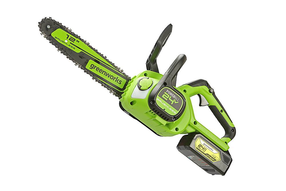 Alt View 18. Greenworks - 12 in. 24-Volt Cordless Brushless Chainsaw (4Ah USB Battery and Charger Included) - Green.