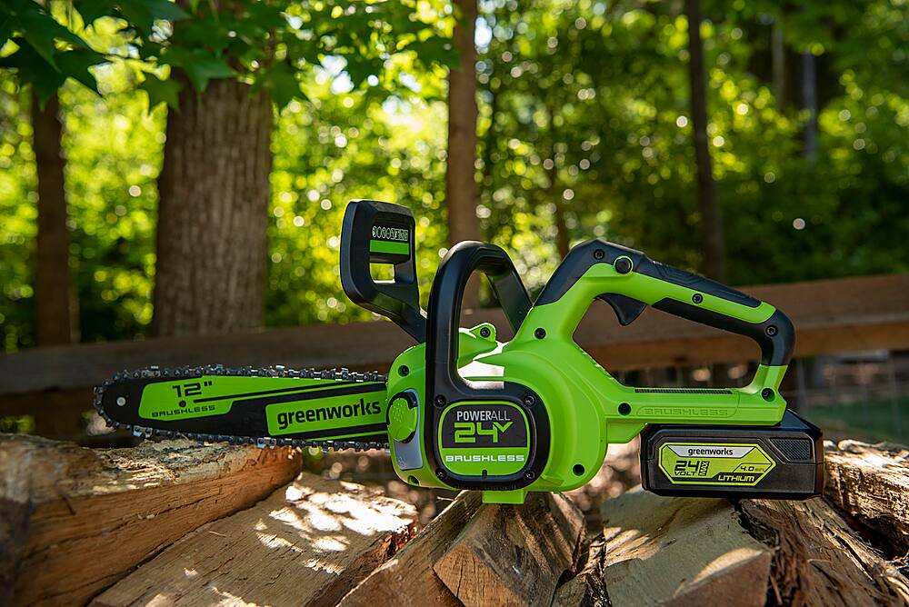 Alt View 22. Greenworks - 12 in. 24-Volt Cordless Brushless Chainsaw (4Ah USB Battery and Charger Included) - Green.
