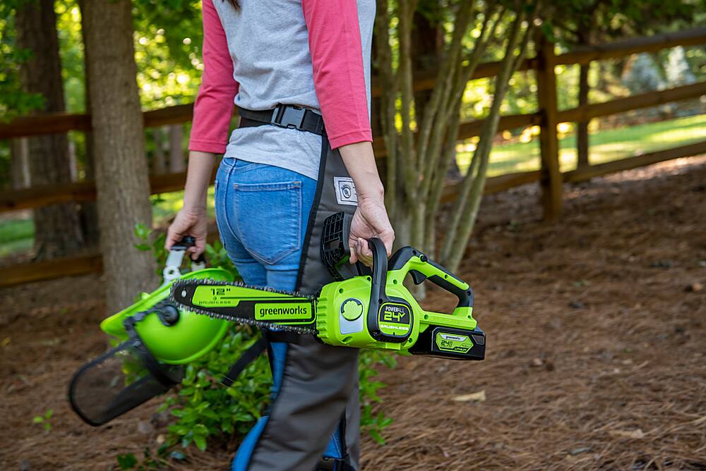 Alt View 26. Greenworks - 12 in. 24-Volt Cordless Brushless Chainsaw (4Ah USB Battery and Charger Included) - Green.