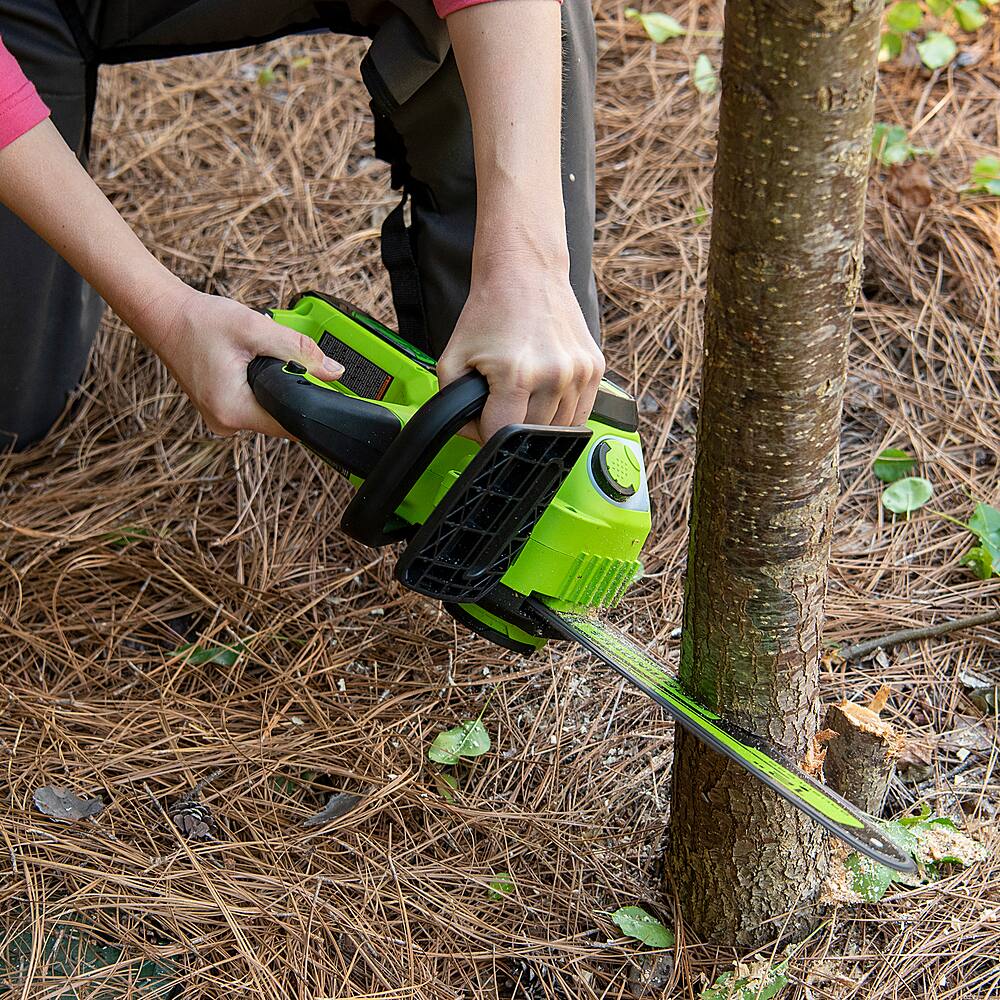 Alt View 29. Greenworks - 12 in. 24-Volt Cordless Brushless Chainsaw (4Ah USB Battery and Charger Included) - Green.