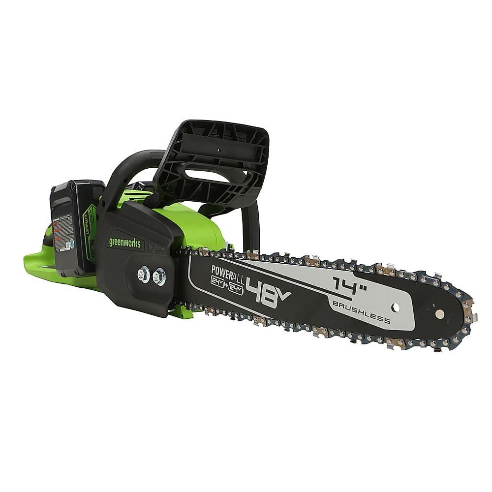 Alt View 13. Greenworks - 24V 14” Brushless Cordless Chainsaw (2 4.0 Ah Batteries Dual-Port Rapid Charger Included) - Green.