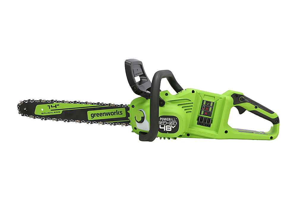 Greenworks 40V 14 in. Cordless Brushless Chainsaw with 2.5 Ah Battery and Charger, 2012802