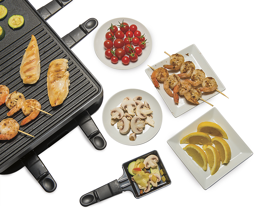 Hamilton Beach Electric Indoor Raclette Table Grill, 200 sq. in. Nonstick  Griddle Serves up to 8 People for Parties and Family Fun, Includes 8  Warming Trays, Black (31612-MX) – Cool VW Stuff