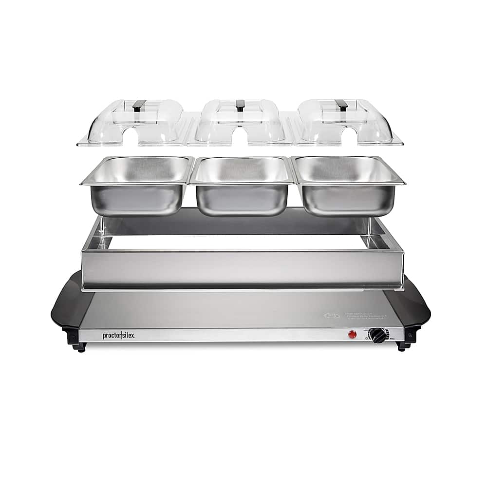 Alt View 11. Proctor Silex - Triple Buffet Server - STAINLESS STEEL.