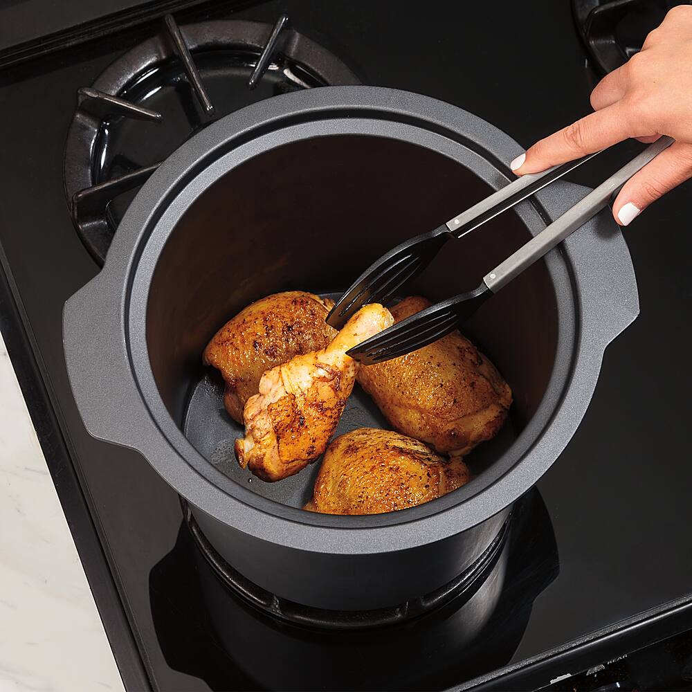 Alt View 12. Hamilton Beach - Sear & Cook Stockpot 10 Quart Slow Cooker - Silver.