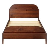 Walker Edison - Classic Solid Wood Twin-Size Bed with Book Storage - Walnut - Front_Zoom