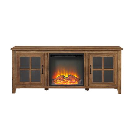 Front. Walker Edison - Rustic Fireplace TV Stand for TVs up to 65” - Rustic Oak.