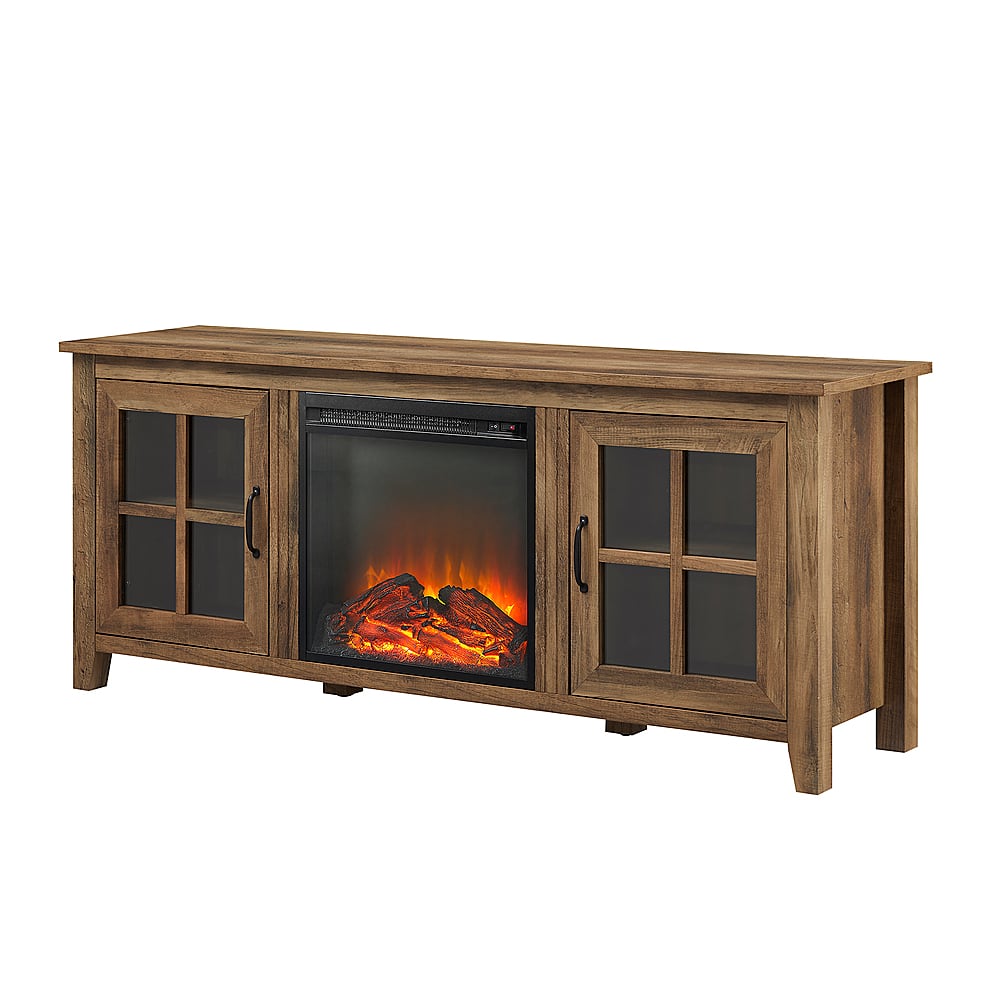 Walker Edison - Rustic Fireplace TV Stand for TVs up to 65” - Rustic Oak