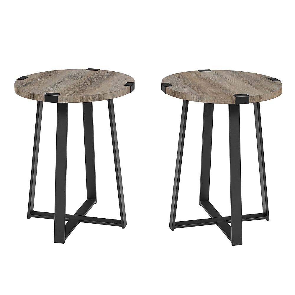 Angle View: Walker Edison - Urban Industrial Metal Wrap Side Table - Grey Wash