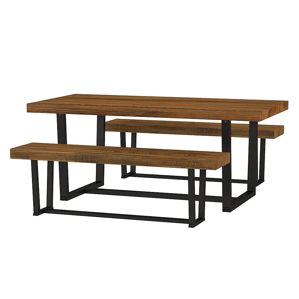 Angle View: Walker Edison - Modern Solid Wood Dining Set of 3 - Rustic Oak