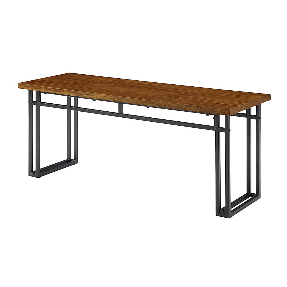 Angle View: Walker Edison - Modern Metal and Wood Dining Bench - Walnut