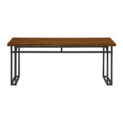 Walker Edison - Modern Metal and Wood Dining Bench - Walnut - Front_Zoom