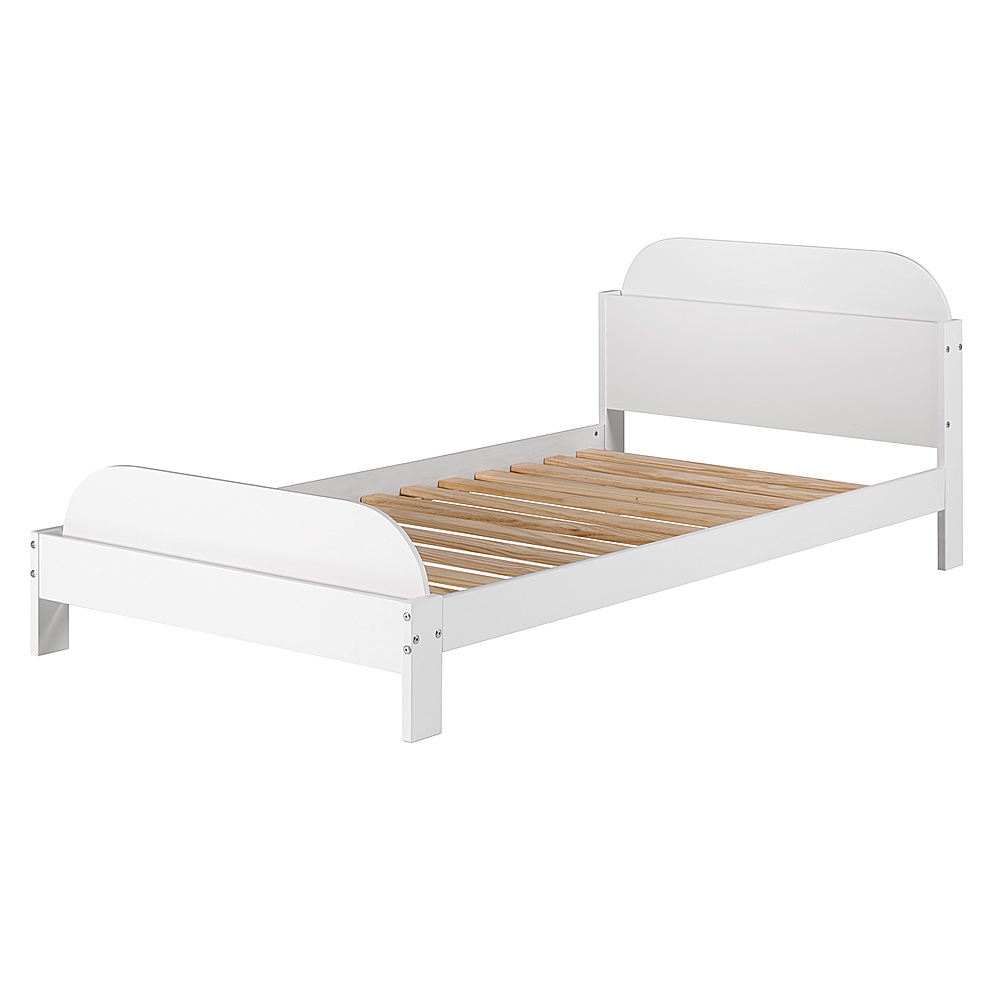 Angle View: Walker Edison - Classic Solid Wood Twin-Size Bed with Book Storage - White