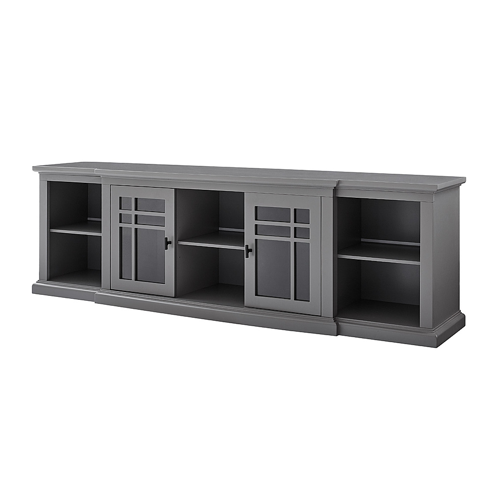 Angle View: Walker Edison - Classic Glass-Door TV Stand for most TVs up to 88” - Gray