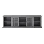 Front. Walker Edison - Classic Glass-Door TV Stand for most TVs up to 88” - Gray.