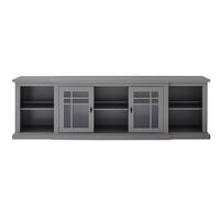 Walker Edison - Classic Glass-Door TV Stand for most TVs up to 88” - Gray - Front_Zoom