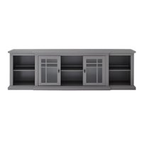Walker Edison - Classic Glass-Door TV Stand for most TVs up to 88” - Gray - Front_Zoom