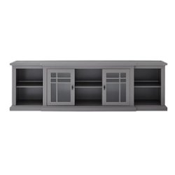 Walker Edison - Classic Glass-Door TV Stand for most TVs up to 88” - Grey - Front_Zoom