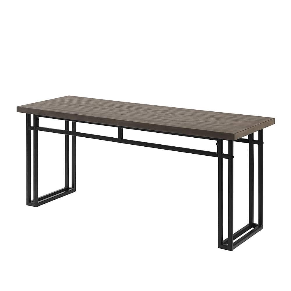 Angle View: Walker Edison - Modern and Metal Wood Dining Bench - Grey Hickory