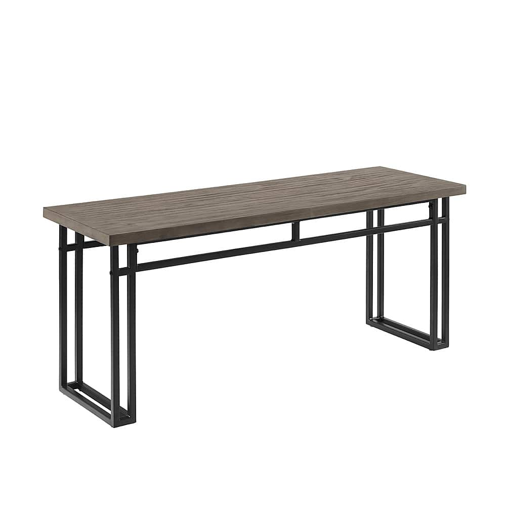 Left View: Walker Edison - Modern and Metal Wood Dining Bench - Grey Hickory