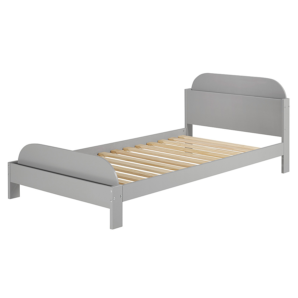 Angle View: Walker Edison - Classic Solid Wood Twin-Size Bed with Book Storage - Grey