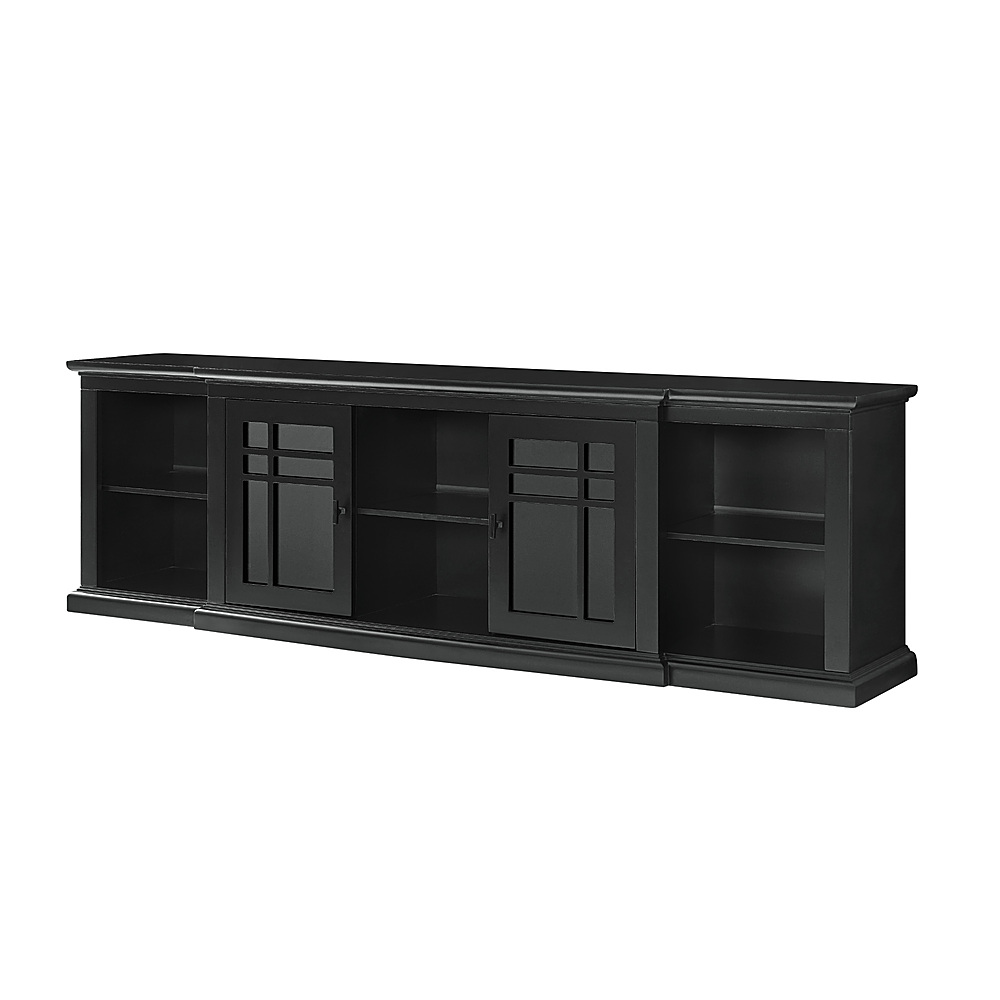 Angle View: Walker Edison - Classic Glass-Door TV Stand for most TVs up to 88” - Black