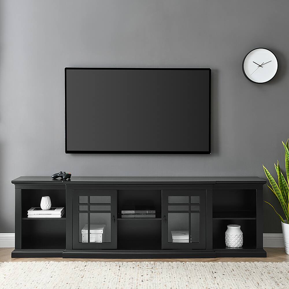 Alt View 3. Walker Edison - Classic Glass-Door TV Stand for most TVs up to 88” - Black.