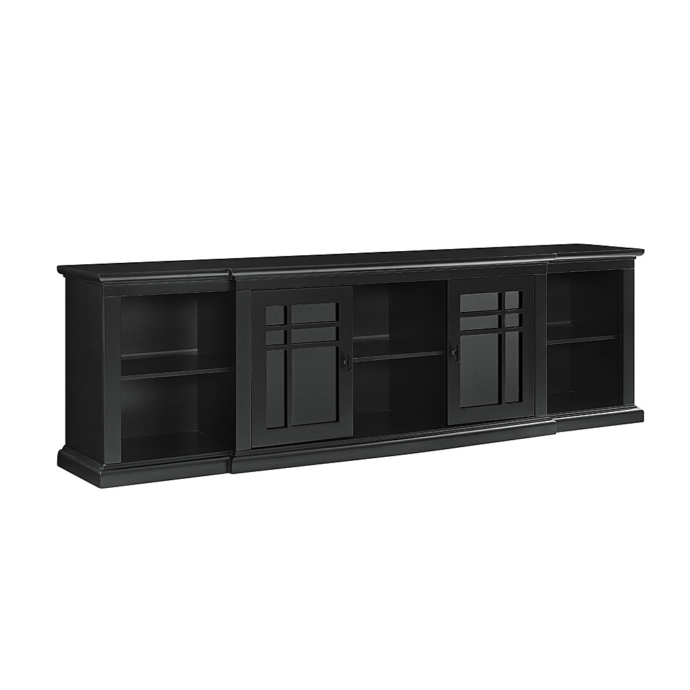 Left View: Walker Edison - Classic Glass-Door TV Stand for most TVs up to 88” - Black