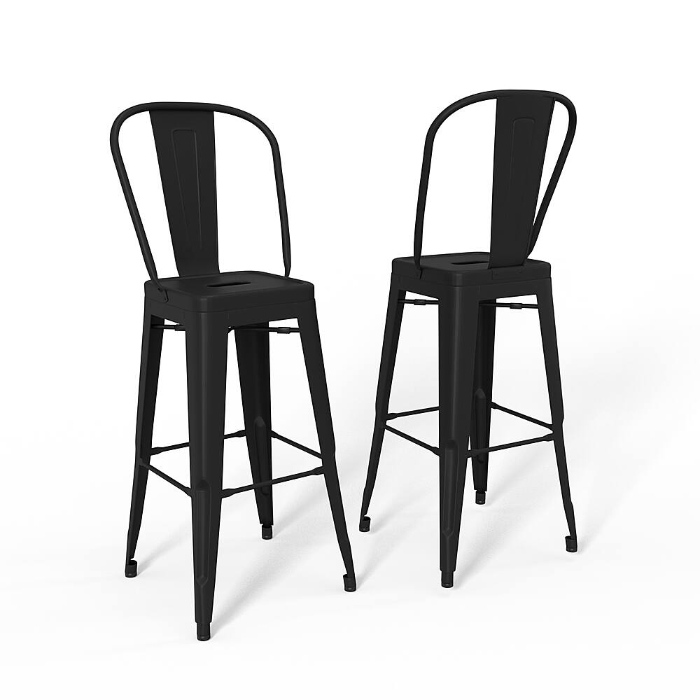 Angle View: Simpli Home - Fletcher Metal Bar Stool (set of 2) - Black