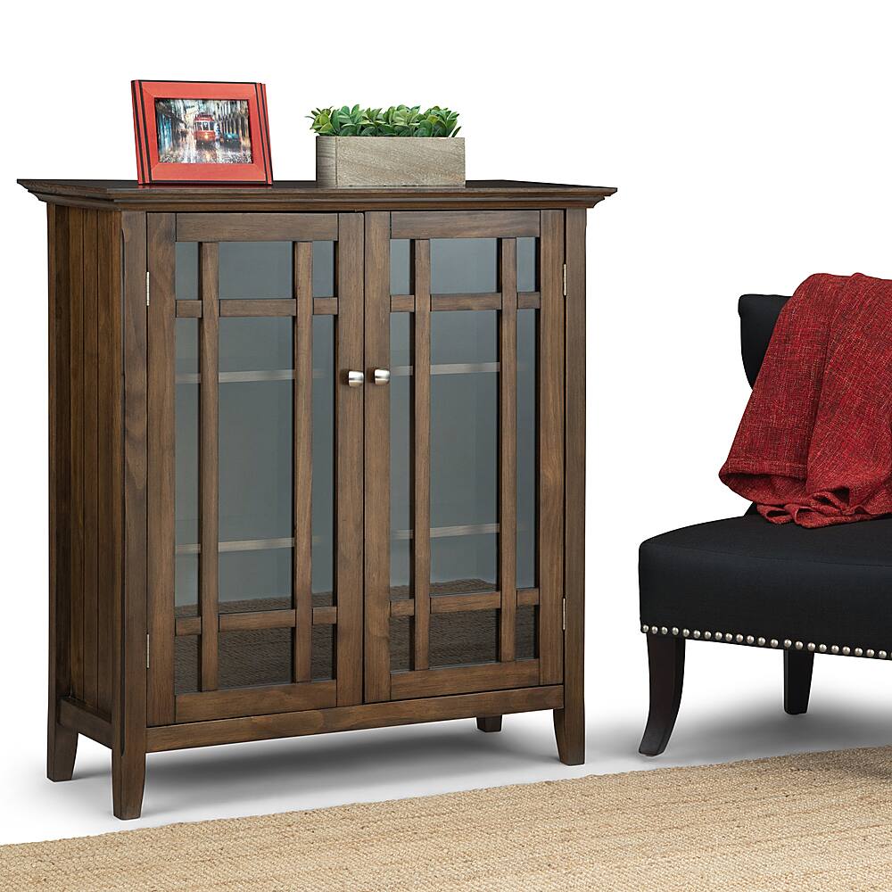 Left View: Simpli Home - Bedford Medium Storage Cabinet - Rustic Natural Aged Brown