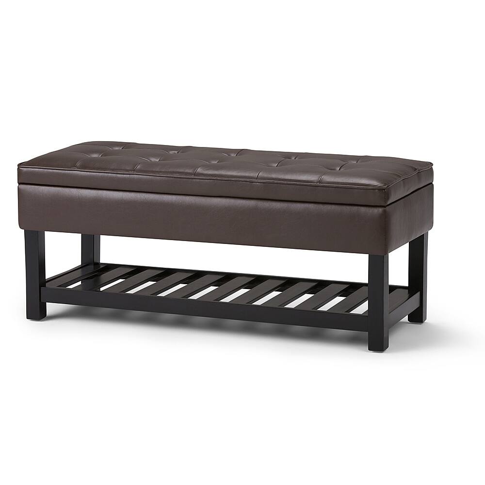 Angle View: Simpli Home - Cosmopolitan Storage Ottoman Bench with Open Bottom - Chocolate Brown